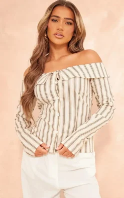 PrettyLittleThing Shirts*Bandeau Long Sleeve Shirt