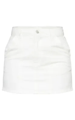 Ecru Carpenter Pocket Detail Denim Mini Skirt
