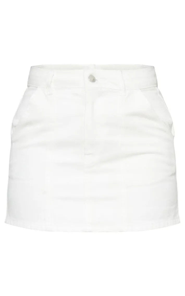 Ecru Carpenter Pocket Detail Denim Mini Skirt