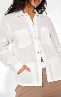 PrettyLittleThing Shirts*Contrast Stitch Long Sleeve Shirt
