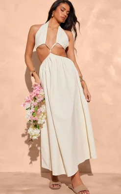 Denim Cut Out Cross Front Maxi Dress-PrettyLittleThing New