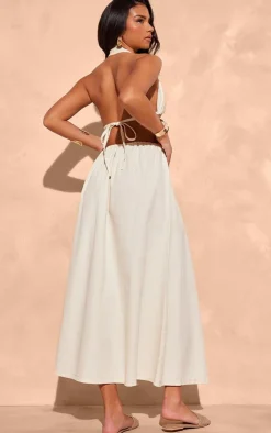 Denim Cut Out Cross Front Maxi Dress-PrettyLittleThing New