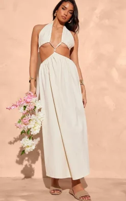 Denim Cut Out Cross Front Maxi Dress-PrettyLittleThing New