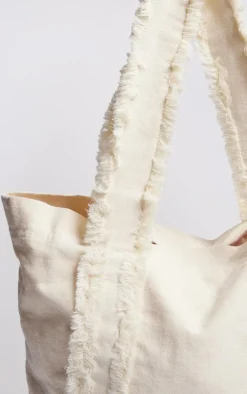 PrettyLittleThing Shoppers*Denim Frayed Zip Tote Bag