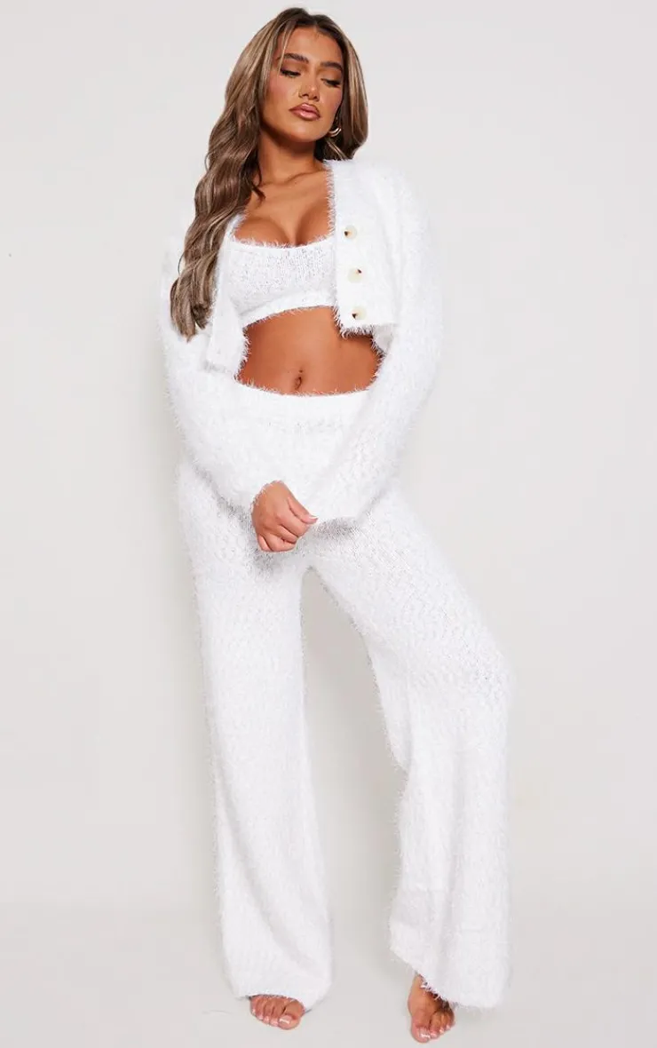 PrettyLittleThing Knitted Two Piece Sets*Eyelash Bobble Knit Wide Leg Pants