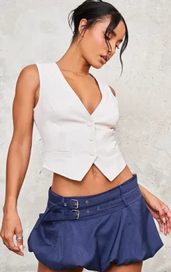 PrettyLittleThing Sleeveless Tops*Faux Leather Fitted Vest