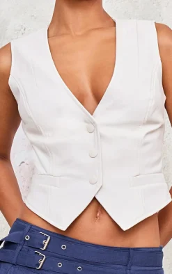 PrettyLittleThing Sleeveless Tops*Faux Leather Fitted Vest