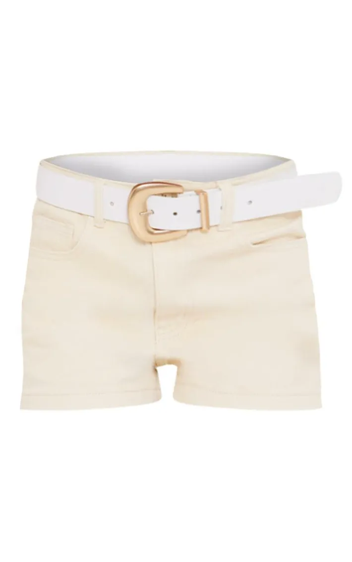 Ecru Longline Denim Tailored Shorts