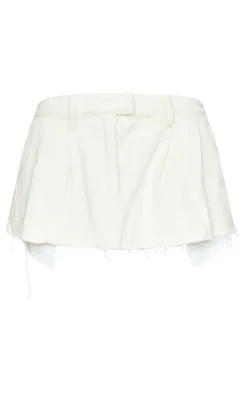 Ecru Low Rise Micro Mini Tennis Denim Skirt