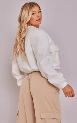PrettyLittleThing Bomber Jackets*Ribbed Trim Shoulder Padded Bomber Jacket