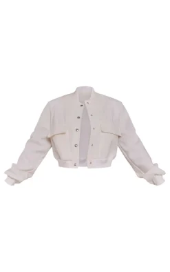 PrettyLittleThing Bomber Jackets*Ribbed Trim Shoulder Padded Bomber Jacket