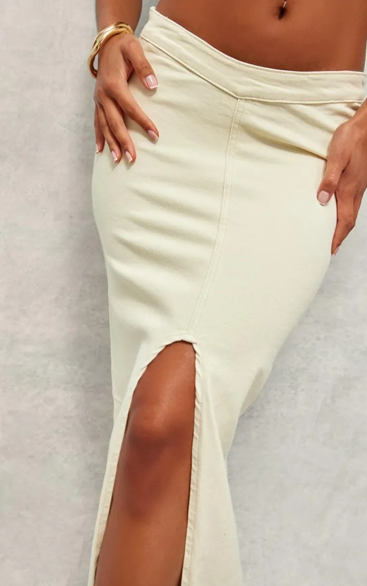 Scoop Front Split Denim Maxi Skirt-PrettyLittleThing Outlet