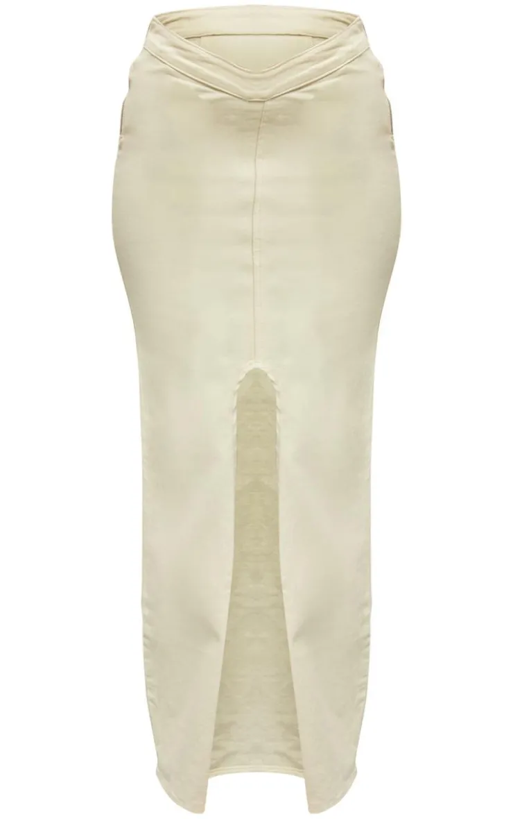 Scoop Front Split Denim Maxi Skirt-PrettyLittleThing Outlet