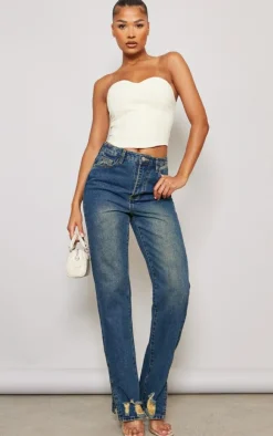 PrettyLittleThing Corsets*Seam Detail Denim Corset Top