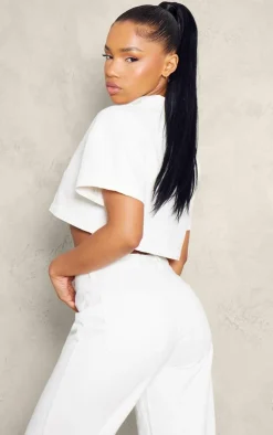 PrettyLittleThing Shirts*Short Sleeve Cropped Denim Shirt