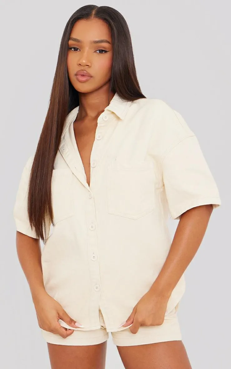 PrettyLittleThing Shirts*Short Sleeve Denim Shirt