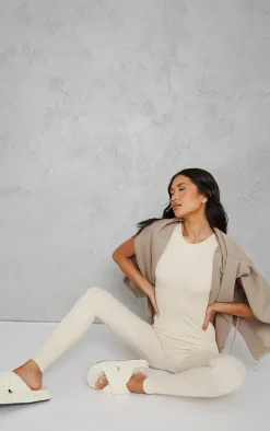PrettyLittleThing Snatched*Snatched Rib Racer Neck Jumpsuit