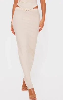 Discount PrettyLittleThing Soft Touch Low Rise Maxi Skirt Ecru