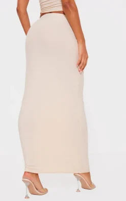 Discount PrettyLittleThing Soft Touch Low Rise Maxi Skirt Ecru