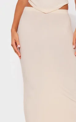Discount PrettyLittleThing Soft Touch Low Rise Maxi Skirt Ecru