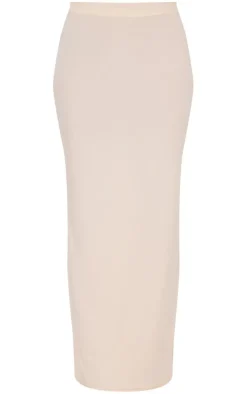 Discount PrettyLittleThing Soft Touch Low Rise Maxi Skirt Ecru
