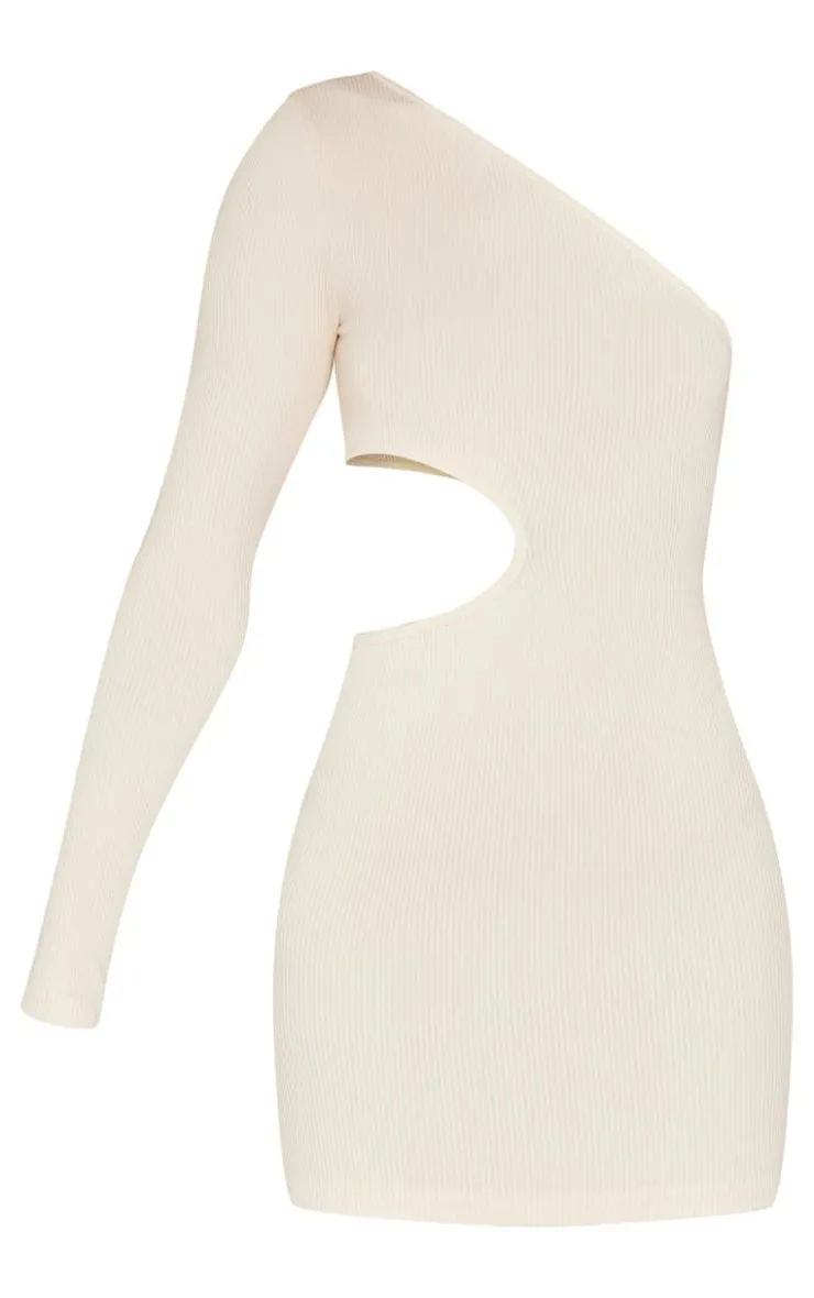 PrettyLittleThing Snatched*Structured Snatched Rib One Shoulder Cut Out Bodycon Dress
