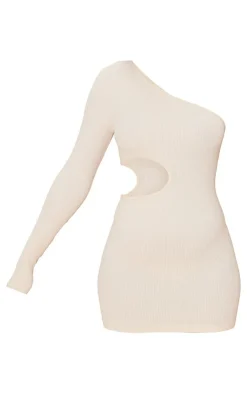 PrettyLittleThing Snatched*Structured Snatched Rib One Shoulder Cut Out Bodycon Dress