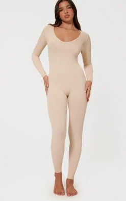 PrettyLittleThing Snatched*Structured Snatched Ribbed Long Sleeve Jumpsuit