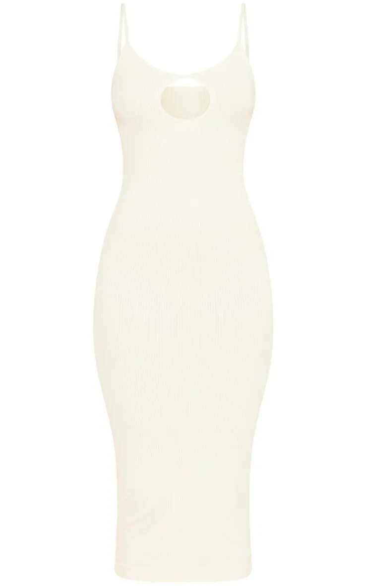 PrettyLittleThing Snatched*Structured Snatched Rib Cut Out Strappy Midaxi Dress