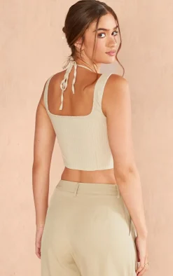 PrettyLittleThing Camisole*Tailored Pinstripe Strappy Cutout Crop Top