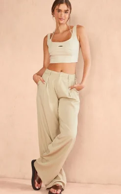 PrettyLittleThing Camisole*Tailored Pinstripe Strappy Cutout Crop Top