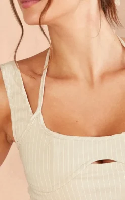 PrettyLittleThing Camisole*Tailored Pinstripe Strappy Cutout Crop Top