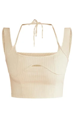 PrettyLittleThing Camisole*Tailored Pinstripe Strappy Cutout Crop Top
