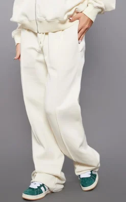 Online PrettyLittleThing Washed Seam Detail Straight Leg Sweatpants Ecru