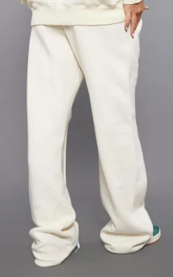 Online PrettyLittleThing Washed Seam Detail Straight Leg Sweatpants Ecru