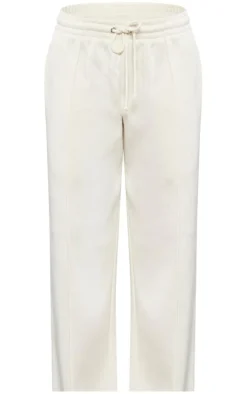 Online PrettyLittleThing Washed Seam Detail Straight Leg Sweatpants Ecru