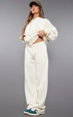 New PrettyLittleThing Washed Seam Detail Zip Through Sweatshirt Ecru