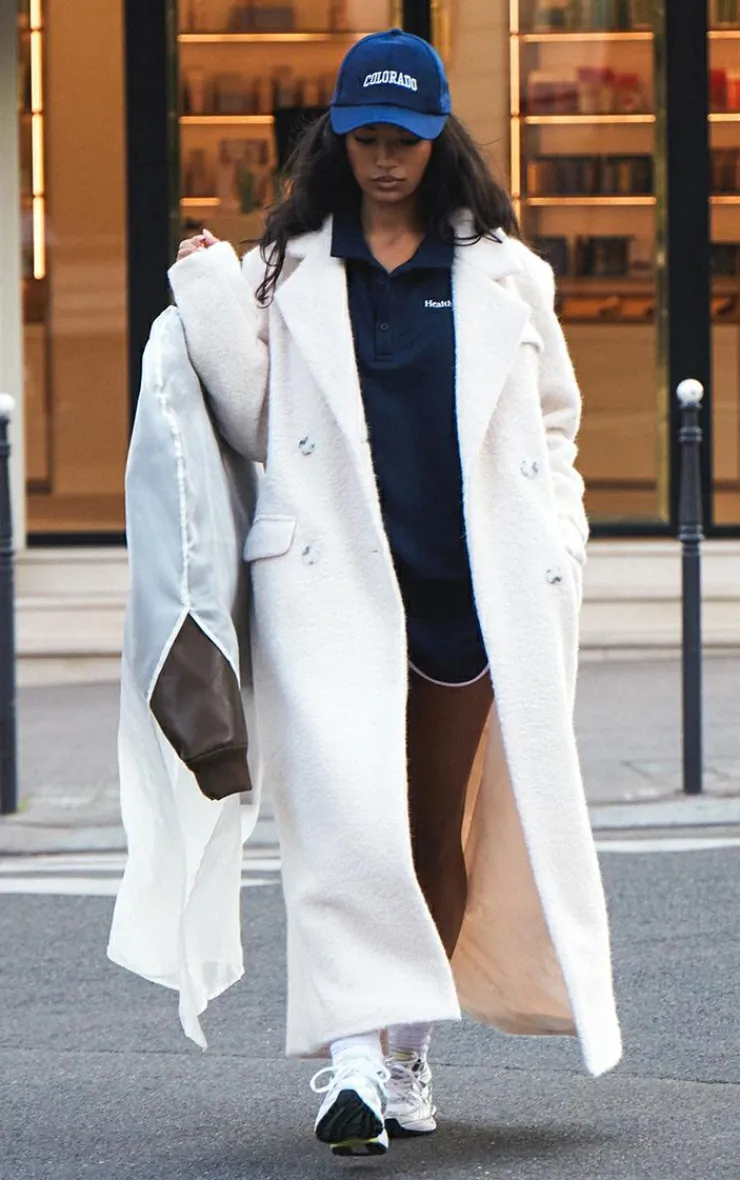PrettyLittleThing Wool Coats*Wool Look Double Breasted Structured Maxi Coat