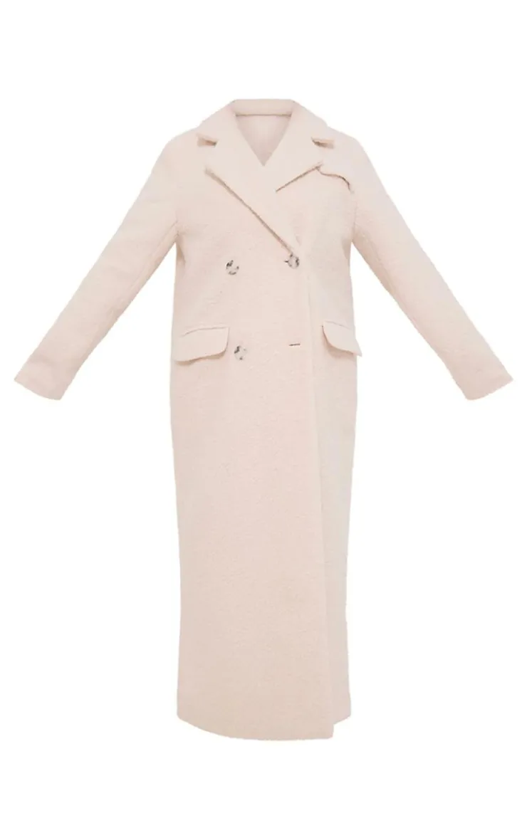 PrettyLittleThing Wool Coats*Wool Look Double Breasted Structured Maxi Coat