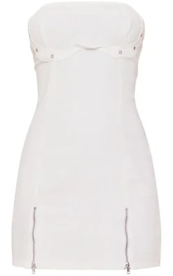 Zip Detail Denim Mini Dress-PrettyLittleThing Best