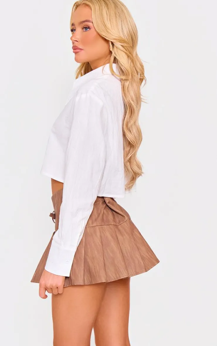 PrettyLittleThing Shirts*Zip Up Cropped Shirt
