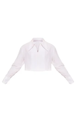 PrettyLittleThing Shirts*Zip Up Cropped Shirt