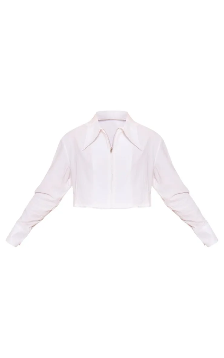 PrettyLittleThing Shirts*Zip Up Cropped Shirt