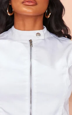 Zip Up Denim Top-PrettyLittleThing