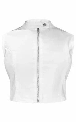 Zip Up Denim Top-PrettyLittleThing