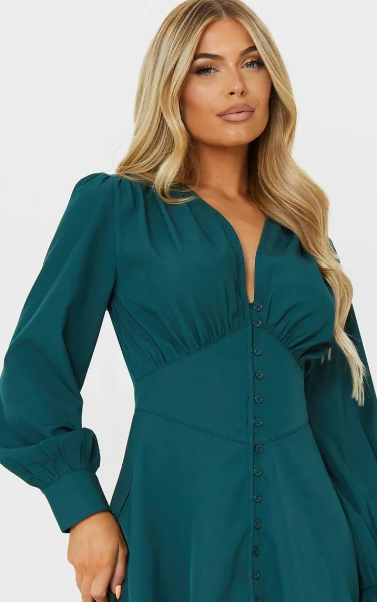 Button Down Waist Detail Shift Dress-PrettyLittleThing Discount