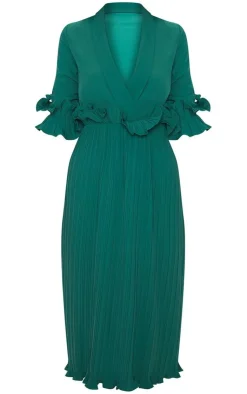 Frill Detail Pleated Midi Dress-PrettyLittleThing Discount