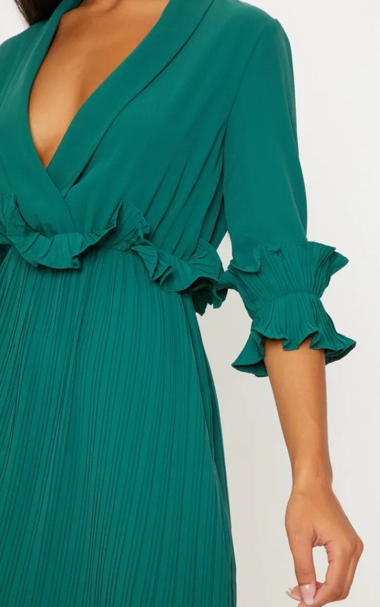 Frill Detail Pleated Midi Dress-PrettyLittleThing Discount
