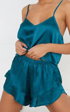 PrettyLittleThing Christmas Pajamas*Frill Satin Cami Short PJ Set