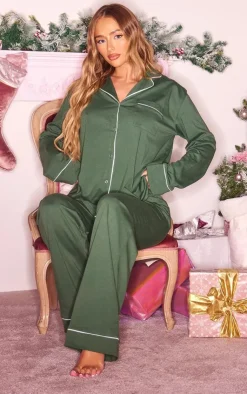 PrettyLittleThing Stocking Stuffers*Jersey Piping Detail Long PJ Set